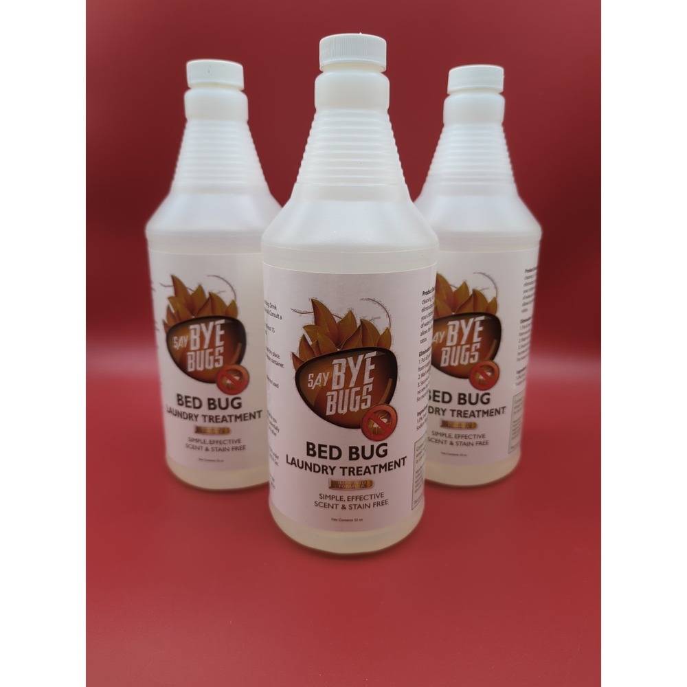 3 X Say Bye Bugs Bed Bug Laundry Treatment Stain Odor Free Bed Bug 32oz 30+Loads